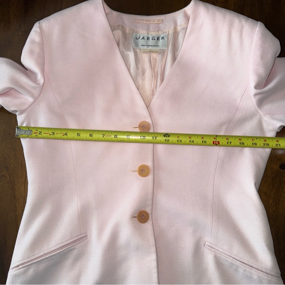 Jaegar Wool Silk Blend Pink 2 pc Skirt Suit Womens 10 Vintage British Luxury - Picture 10 of 16